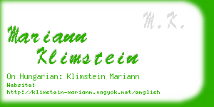 mariann klimstein business card